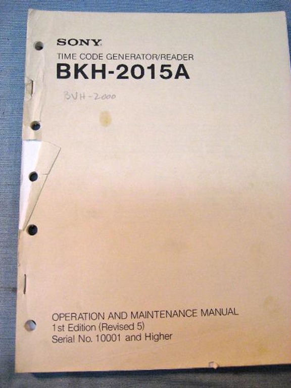 Picture of Sony BKH-2015A Operation and Maintenance Manual 1st Edition (Revised 5)