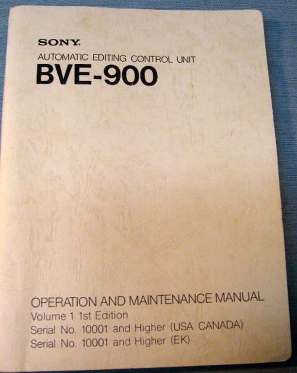 Picture of Sony BVE-900 Operation and Maintenance Manual Volume 1 1st Edition