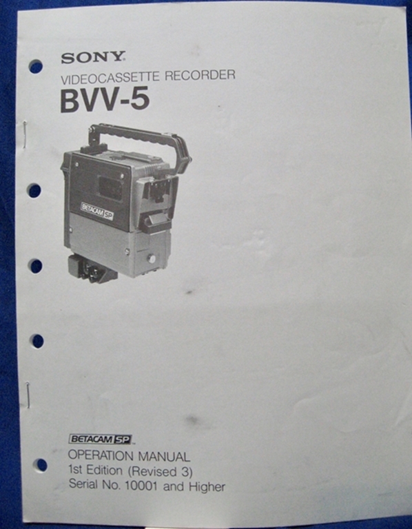 Afbeelding van Sony BVV-5 Operation Manual, 1st Ed, (Revised 3) 